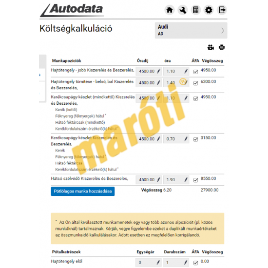 Autodata D&R (Diagnosztika és Javítás) - Demo