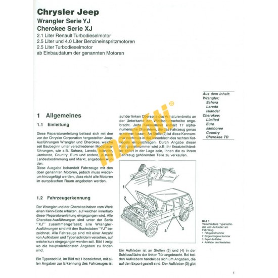 Chrysler Jeep Wrangler, Cherokee (Javítási kézikönyv)