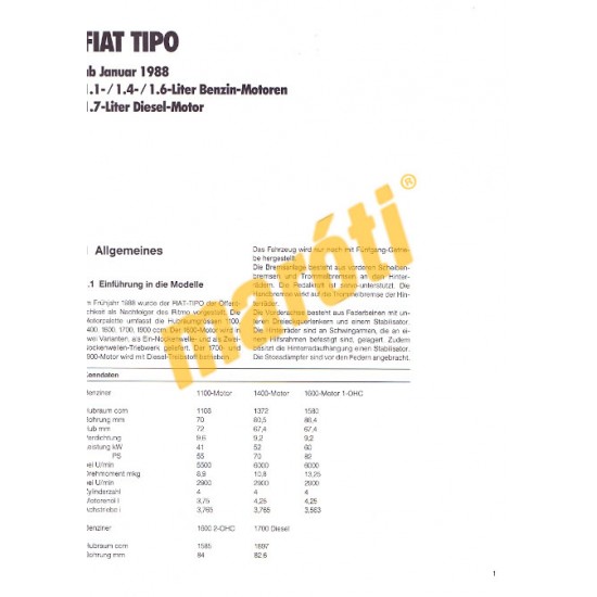 Fiat Tipo 1988-tól (Javítási kézikönyv)
