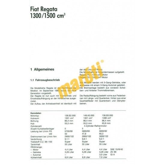 Fiat Regata 1983-tól (Javítási kézikönyv)
