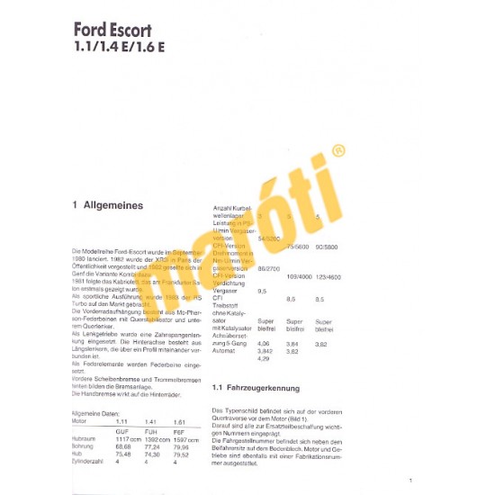 Ford Escort benzines 1990-től (Javítási kézikönyv)