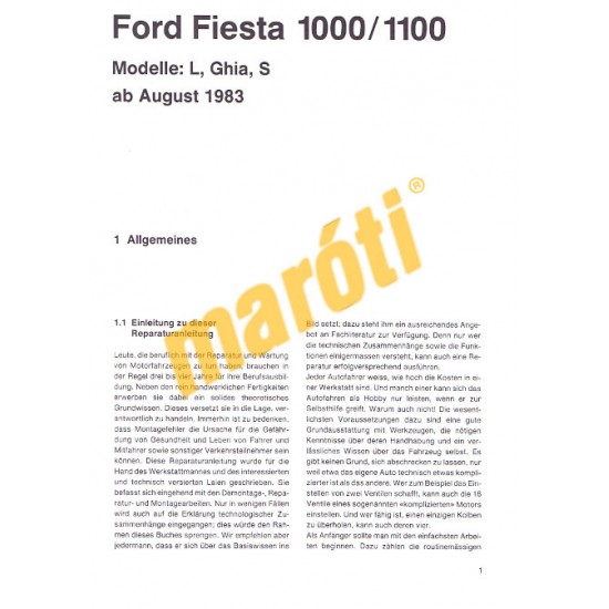 Ford Fiesta 1983-tól (Javítási kézikönyv)
