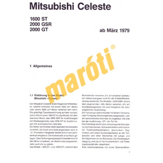 Mitsubishi Celeste (Javítási kézikönyv)