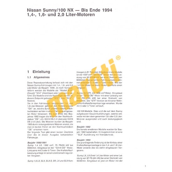 Nissan Sunny 1994-től (Javítási kézikönyv)