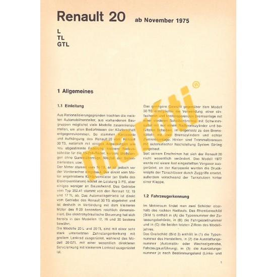 Renault 20  (Javítási kézikönyv)