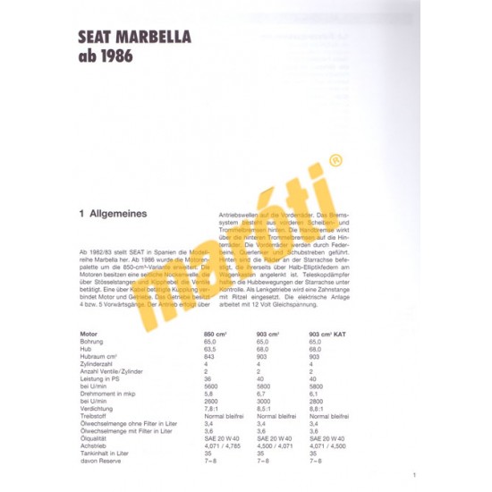 Seat Marbella  (Javítási kézikönyv)