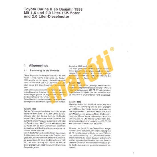 Toyota Carina 1988-tól (Javítási kézikönyv)