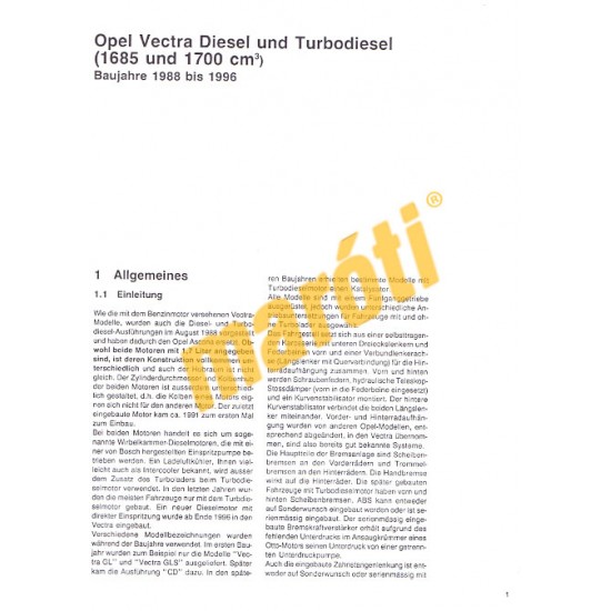 Opel Vectra Diesel és Turbodiesel 1988 (Javítási kézikönyv)