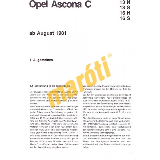 Opel Ascona C 1981-től (Javítási kézikönyv)