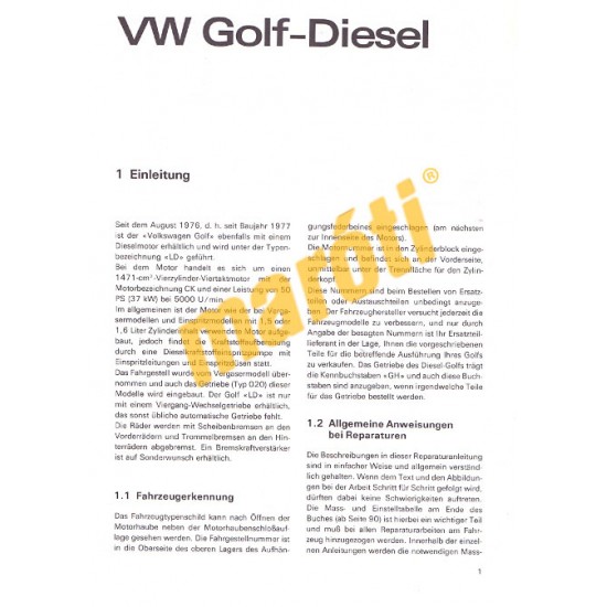 Volkswagen Golf diesel 1976-tól (Javítási kézikönyv)