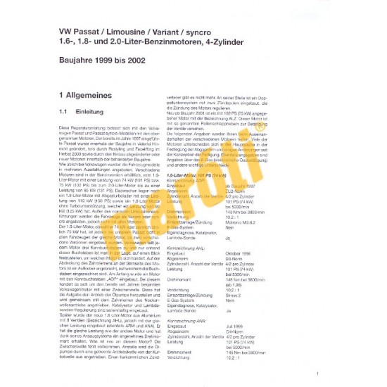 Volkswagen Passat 1999-től (Javítási kézikönyv)