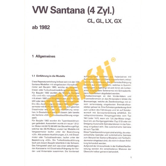 Volkswagen Santana 1982-től (Javítási kézikönyv)
