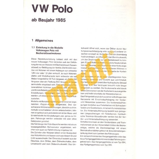 Volkswagen Polo 1985-től (Javítási kézikönyv)