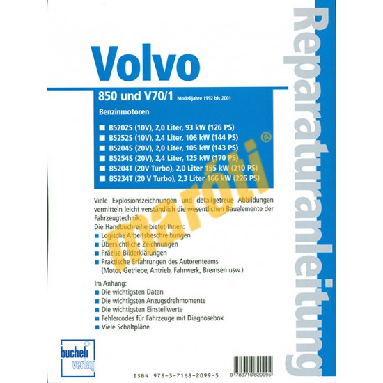 Volvo 850, Volvo V70/1 Benziner, Limousine és Kombi 1992 - 2001 (Javítási kézikönyv)
