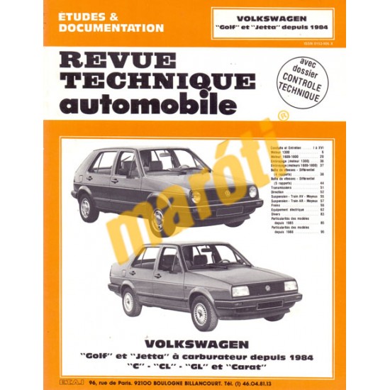 Volkswagen Golf, Volkswagen Jetta (Javítási könyv)