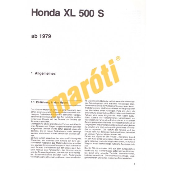Honda XL 500 S (Javítási kézikönyv)