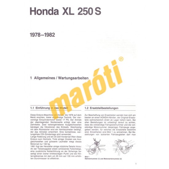 Honda XL 250 S (Javítási kézikönyv)