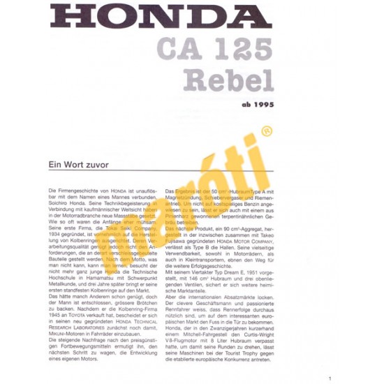 Honda CA 125 Rebel (Javítási kézikönyv)