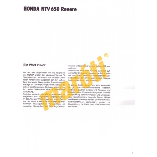 Honda NTV650 Revere (Javítási kézikönyv)
