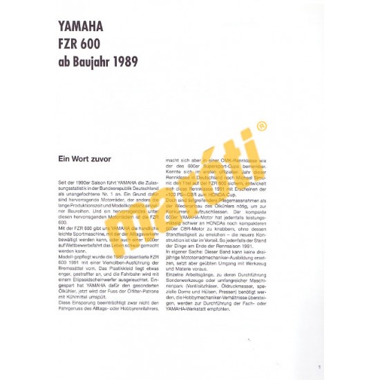 Yamaha FZR 600 1989- (Javítási kézikönyv)