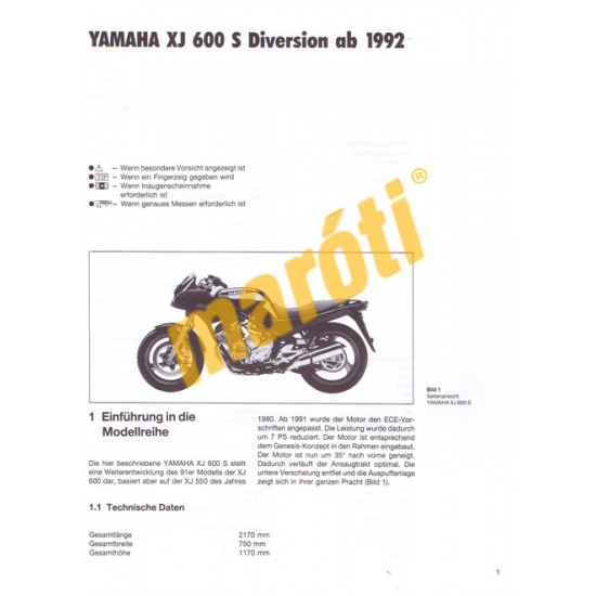 Yamaha XJ 600 S Diversion (Javítási kézikönyv)
