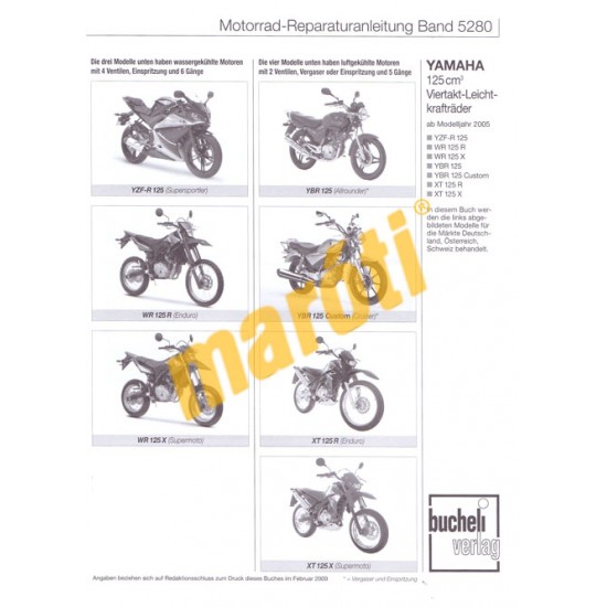 Yamaha 125 cm3 Viertakt-Leichtkraftrader (Javítási kézikönyv)