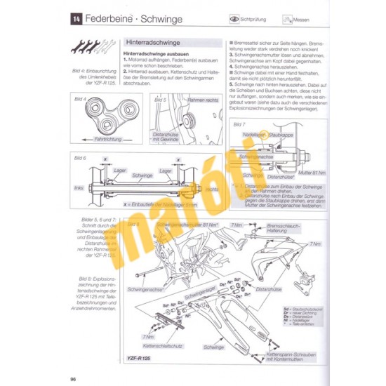 Yamaha 125 cm3 Viertakt-Leichtkraftrader (Javítási kézikönyv)