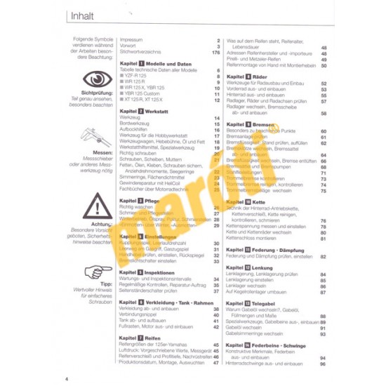 Yamaha 125 cm3 Viertakt-Leichtkraftrader (Javítási kézikönyv)