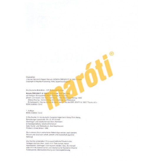 Honda CBR 600 F1 & 1000 F 1987-1996 (Javítási könyv)