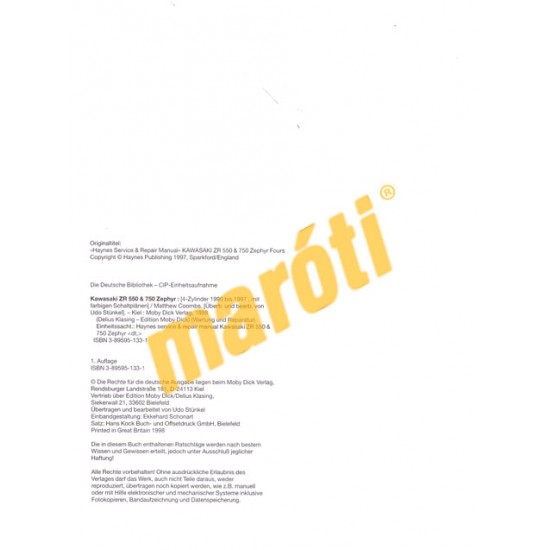 Kawasaki Zr 550 & 750 Zephyr 1990-1997 (Javítási könyv)