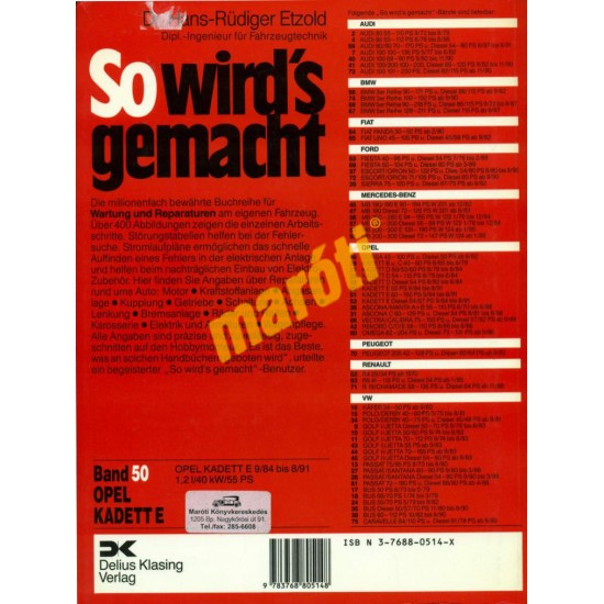 Opel Kadett E 1984-91 (Javítási kézikönyv)