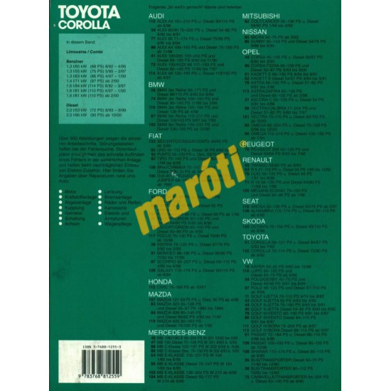 Toyota Corolla 1992-2002 (Javítási kézikönyv)