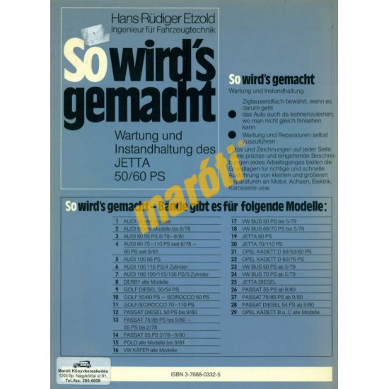 Volkswagen Jetta 60 PS (Javítási kézikönyv)