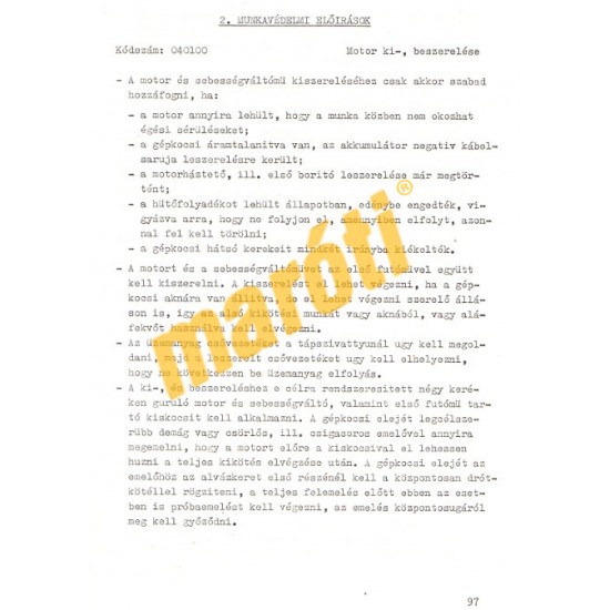 ARO M-461 javítási iránydíjak és iránynormák