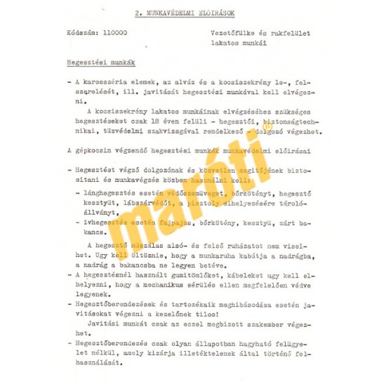 ARO M-461 javítási iránydíjak és iránynormák