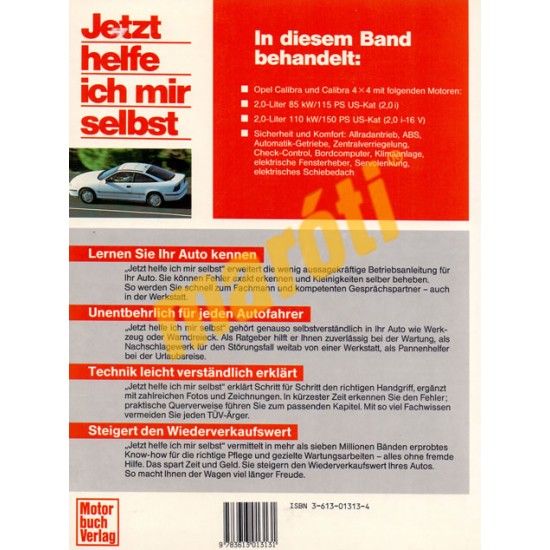 Opel Calibra August 1990 bis Juli 1997 (Javítási kézikönyv)
