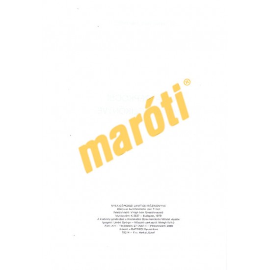 Nysa Gépkocsi javítási kézikönyve