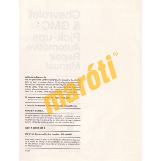 Chevrolet & GMC Pick-ups, 2WD & 4WD 1988 - 1998 and 1999 and 2000