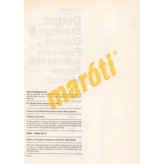 Dodge Durango 2000 - 2003 & Dakota Pick-ups