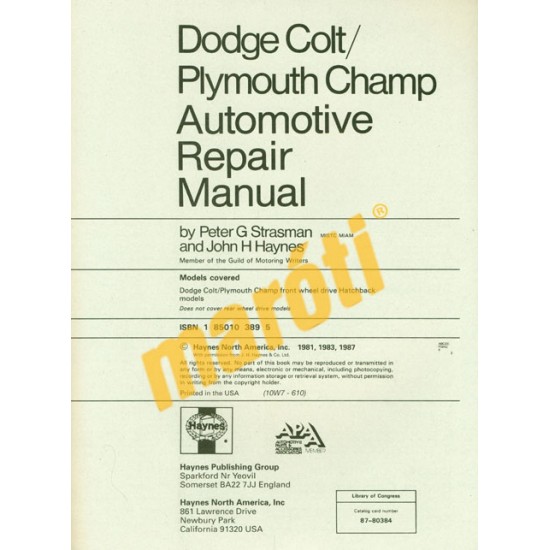 Dodge Colt Plymouth Champ 1978-1987