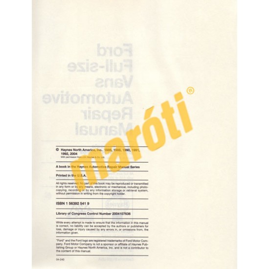 Ford Full-Size Vans 1969 - 1991