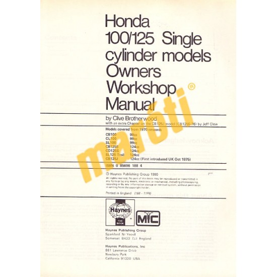 Honda CB/ CL 100 & 125 Singles 1970-1976