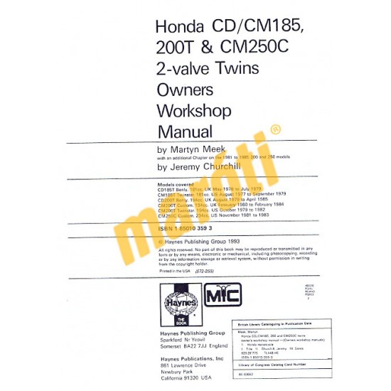 Honda CD/CM185 200T & CM250C 2-valve Twins (1977 - 1985)