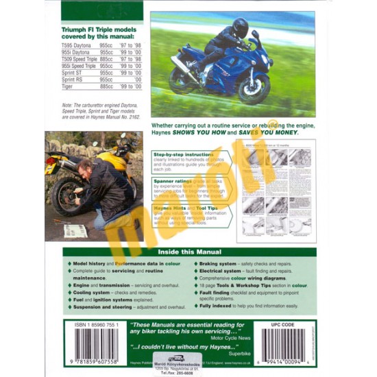 Triumph Daytona, Speed Triple, Sprint & Tiger 1997 -2000