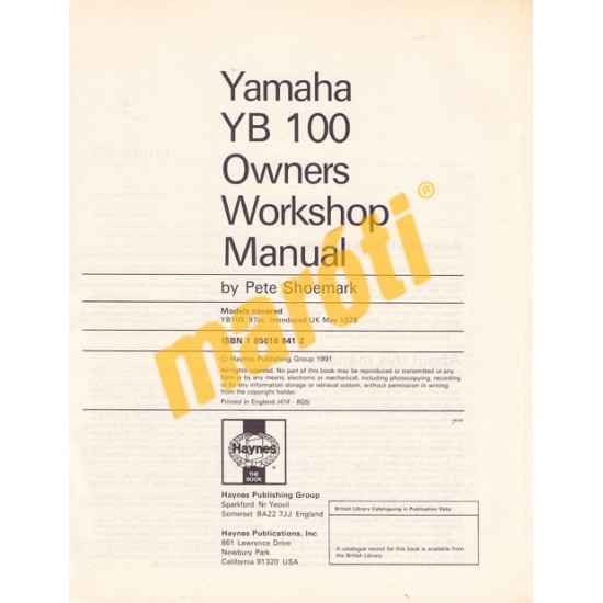 Yamaha YB100 Singles 1973 - 1991