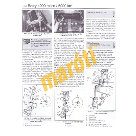 Yamaha FZR600, 750 & 1000, Fours 1987 - 1996