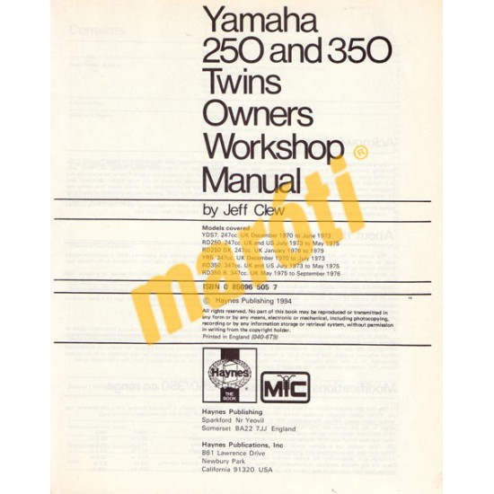 Yamaha 250 & 350 Twins 1970 - 1979