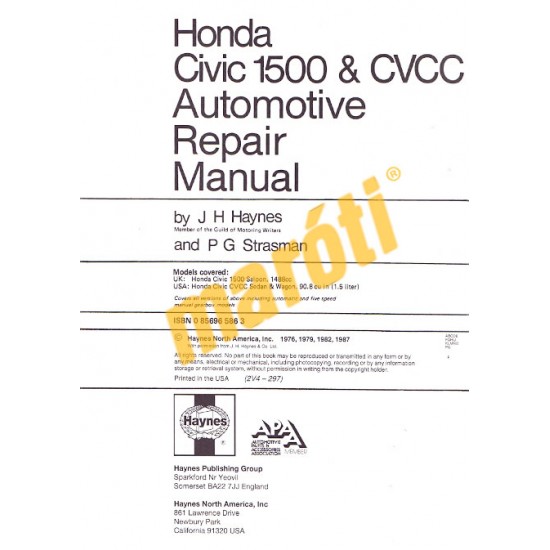 Honda Civic 1500 CVCC 1975 thru 1979