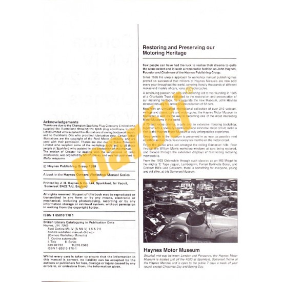 Ford 1.6 & 2.0 Cortina MklV