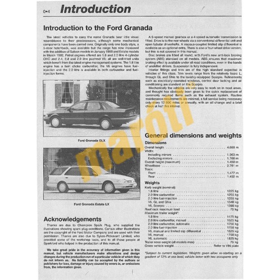 Ford Granada & Scorpio Petrol (Mar 85 - 1994) B to M